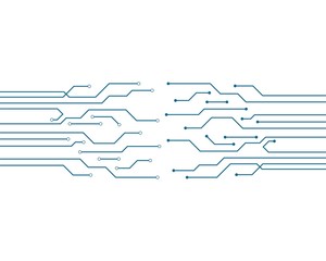 Sticker - circuit technology logo vector