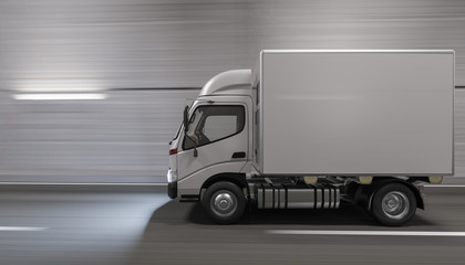 Wall Mural - White Cargo Truck Inside a Tunnel 3D Rendering