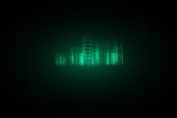 Poster - abstract background. Digital city concept. Abstract complex structure of city. vector illustration