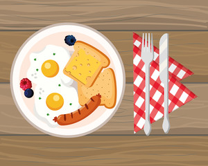 Canvas Print - delicious tasty breakfast cartoon