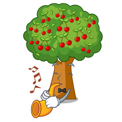 Sticker - With trumpet cherry tree toys in character shape