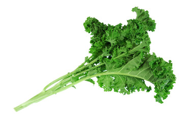 fresh green kale vegetable isolated on white background