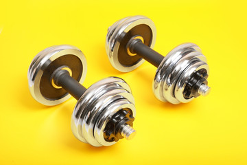 Dumbbells for sports and fitness.