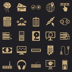 Poster - Computer server icons set. Simple set of 25 computer server vector icons for web for any design
