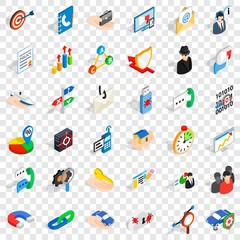 Poster - Progress icons set. Isometric style of 36 progress vector icons for web for any design