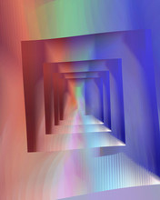 Abstract Computer Generated Infinite Tunnel In Hues Of Purple And Red