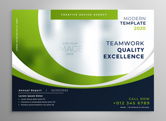 Poster - green wavy business presentation brochure template