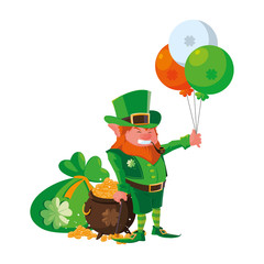 Sticker - saint patrick lemprechaun with balloons helium