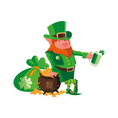 Sticker - saint patrick lemprechaun with beer character