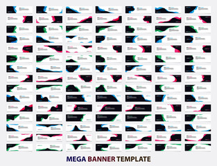 Poster - mega collection of 105 banner design template. abstract wave concept. banner web design vector.