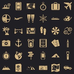 Poster - Nature travel icons set. Simple style of 36 nature travel vector icons for web for any design