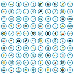 Poster - 100 manmade icons set in flat style for any design vector illustration