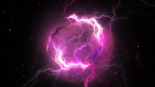 Purple Plasma Lightning In Space