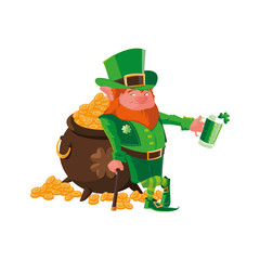 Sticker - saint patrick lemprechaun with beer character