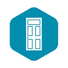 Poster - Wooden door with glass icon in simple style isolated vector illustration