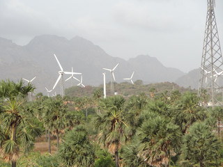 wind turbines or Pavan Chakki between hill station in India