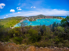 Panoramic View Of Cruz Bay The Main Town On The Island Of St. John USVI, Caribbean.