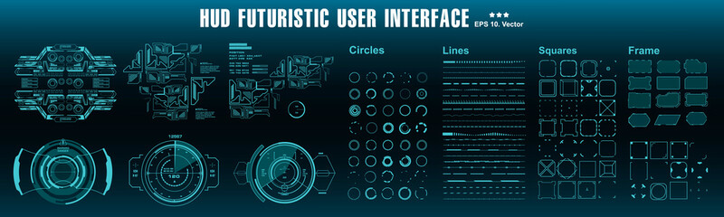 Futuristic virtual graphic touch user interface, HUD dashboard display virtual reality technology screen, target