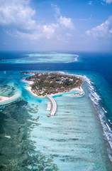 Wall Mural - Aerial drone photo - The beautiful Maldives islands