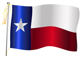 Wall Mural - Texas State Waving Flag And Flagpole