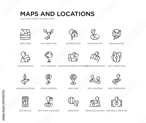 Set Of 20 Line Icons Such As Heat Map Home Location Human