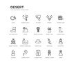 © Meth Mehr - set of 20 line icons such as desert hat, desert landscape, desert saloon, tree, dream catcher, dunes, far west boot, fennec, holster, horse saddle. outline thin icons collection. editable 64x64