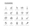 © Meth Mehr - set of 20 line icons such as wiping vacuum tool, wiping soap, wiping sponge tool, tray tool, woman head, trash container, brush, iron, trash can, utensils of bathroom. cleaning outline thin icons