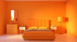 3d rendering-illustration of yellow-orange bedroom concept