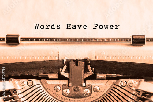 Cuadros en Lienzo Words Have Power printed on paper on a vintage typewriter