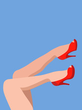 Legs Of The Girl On A Blue Background