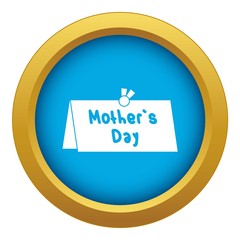 Sticker - Mother Day postcard icon blue vector isolated on white background for any design