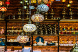 Fototapeta  - Traditional bright decorative hanging Turkish lamps and colourful lights with vivid colours  in the Istanbul Bazaar, Turkey