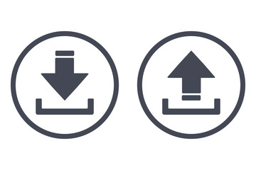 Poster - Download and upload icons. Button with arrow up and down simple icon - stock vector