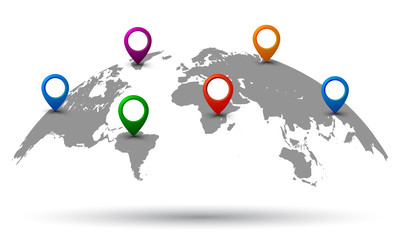 Wall Mural - world map with location - vector
