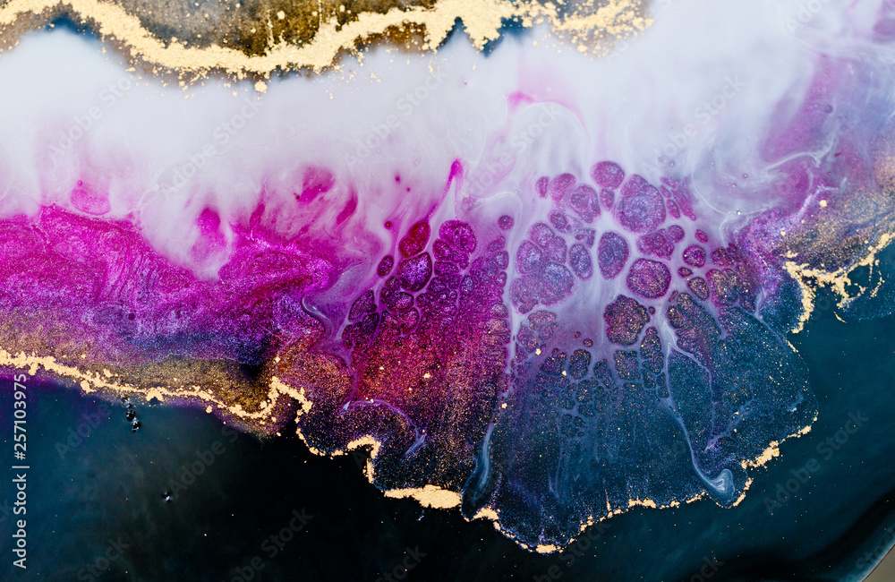 Epoxy resin art. Abstract composition for your design. Macro photo - obrazy, fototapety, plakaty 