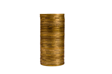 Stack of the coins isolated on a white background