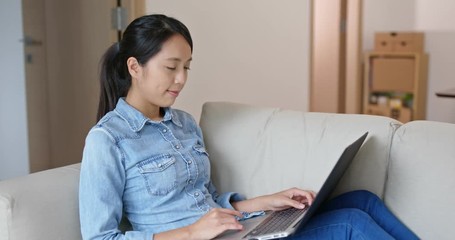 Wall Mural - Woman work on computer at home