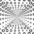 Abstract seamless pattern with hexagonal optical illusion, 3d shapes. White and black vector illustration.