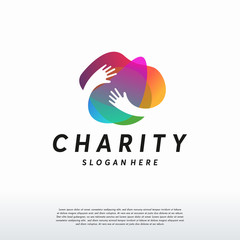 Wall Mural - colorful raised hand logo logo vector, charity logo designs template, design concept, logo, logotype