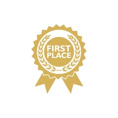 Poster - First place win gold badge icon or sign