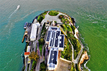 Alcatraz in San Francisco from above with DJI Mavic 2 Drone