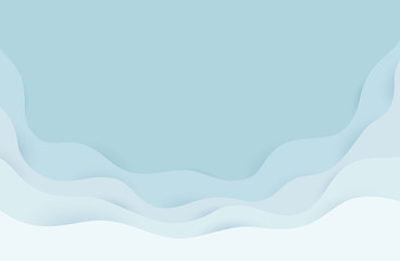 Aufkleber - Modern paper art cartoon abstract gray and white water waves. Realistic trendy craft style. Origami design template.
