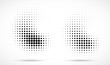 © Bank Design Elements - Halftone dots curved gradient pattern texture isolated on white background set. Curve dotted spots using halftone circle dot raster texture collection. Vector blot half tone illustration.