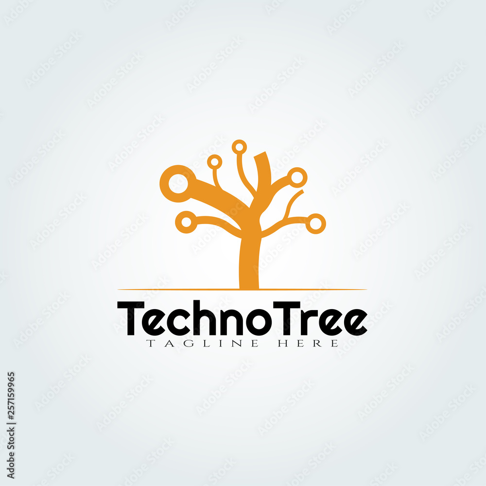 Tech Tree Icon Simple Tech tree vector logo design,technology icon Stock Vector | Adobe Stock