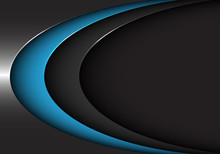 Abstract Blue Black Metal Curve On Dark Blank Space Design Modern Futuristic Background Vector Illustration.