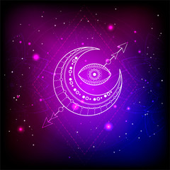 Wall Mural - vector illustration of sacred or mystic symbol on abstract background.