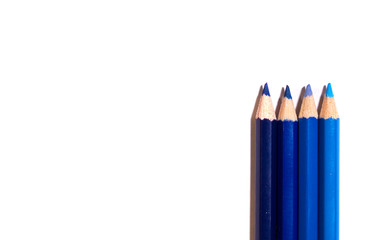 blue color pencils isolated on white background