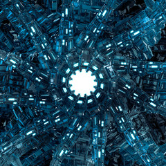 Wall Mural - artificial intelligence computer core / 3d illustration of highly detailed science fiction glowing f