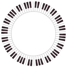 Cartoon Piano Keys Round Frame