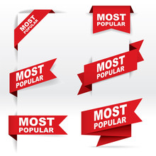 Red Banner Vector, Most Popular, Vector Concept, Illustration, EPS 10